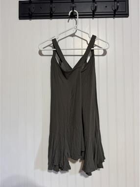 Entro Charcoal Grey Strappy Crossover Ruffle Hem Tunic S